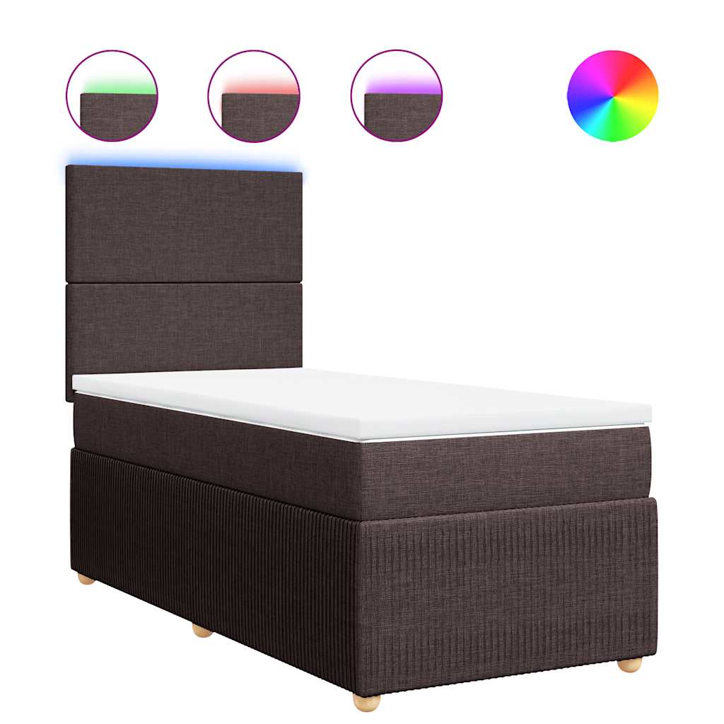 Box Spring Postel S Matrací Tmavě Hnědá 100 X 200 Cm Textil