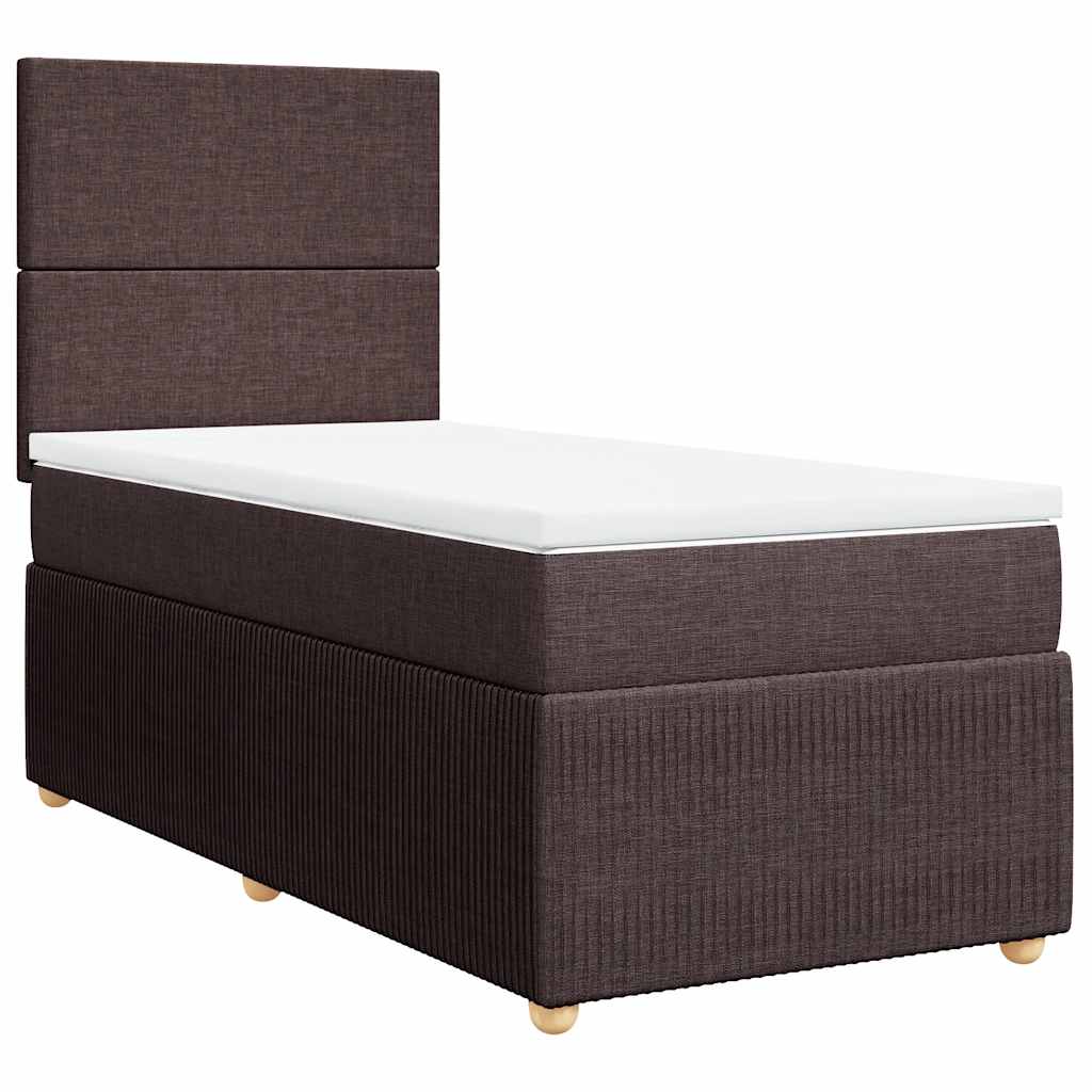 Box Spring Postel S Matrací Tmavě Hnědá 100 X 200 Cm Textil