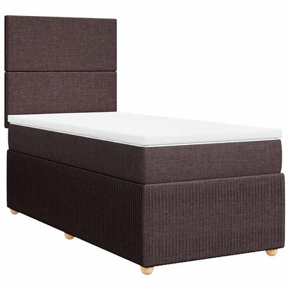 Box Spring Postel S Matrací Tmavě Hnědá 100 X 200 Cm Textil