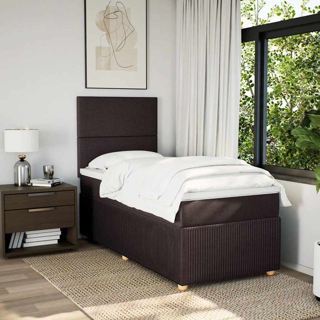 Box Spring Postel S Matrací Tmavě Hnědá 100 X 200 Cm Textil