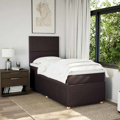 Box Spring Postel S Matrací Tmavě Hnědá 100 X 200 Cm Textil