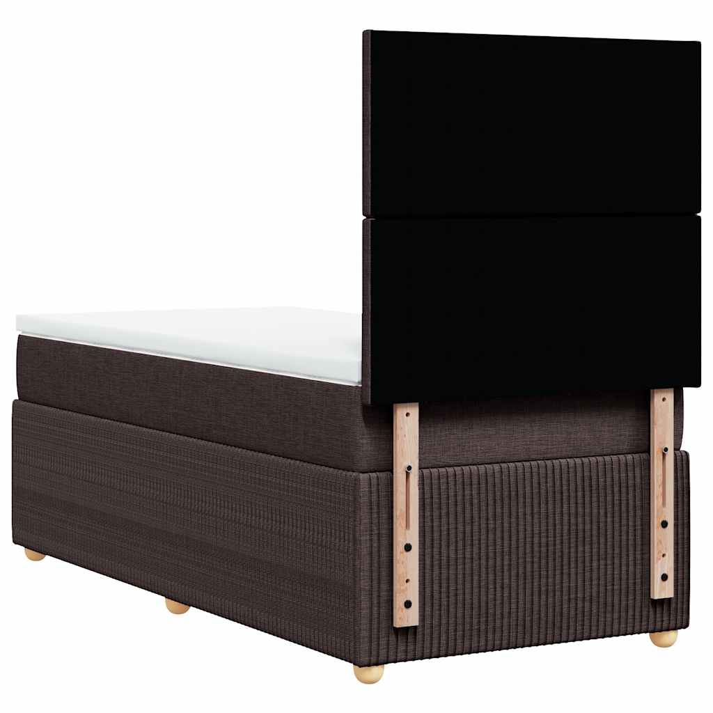 Box Spring Postel S Matrací Tmavě Hnědá 100 X 200 Cm Textil