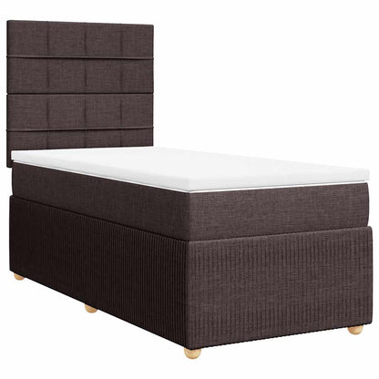 Box Spring Postel S Matrací Tmavě Hnědá 100 X 200 Cm Textil