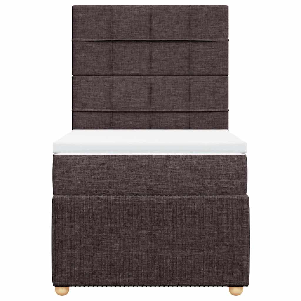 Box Spring Postel S Matrací Tmavě Hnědá 100 X 200 Cm Textil