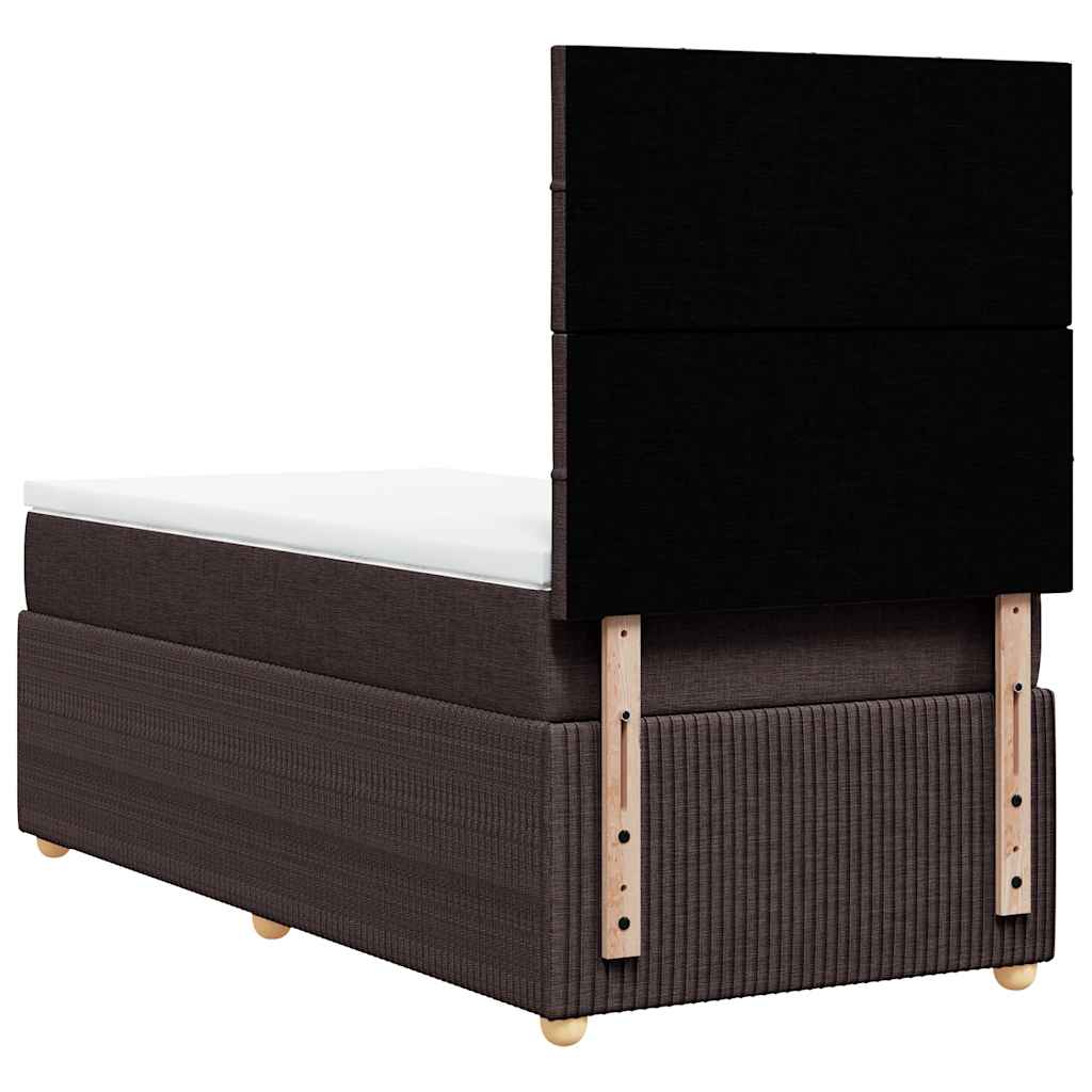 Box Spring Postel S Matrací Tmavě Hnědá 100 X 200 Cm Textil