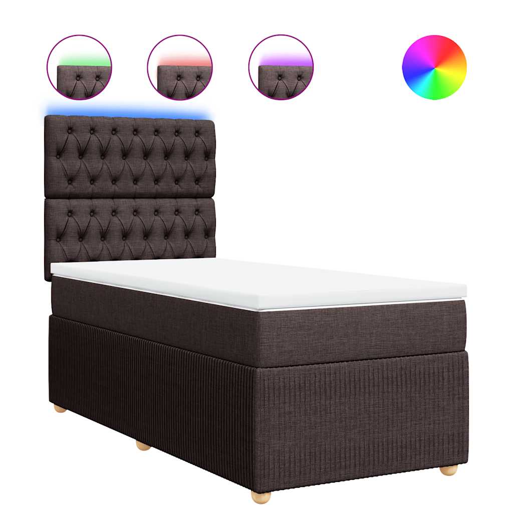 Box Spring Postel S Matrací Tmavě Hnědá 100 X 200 Cm Textil