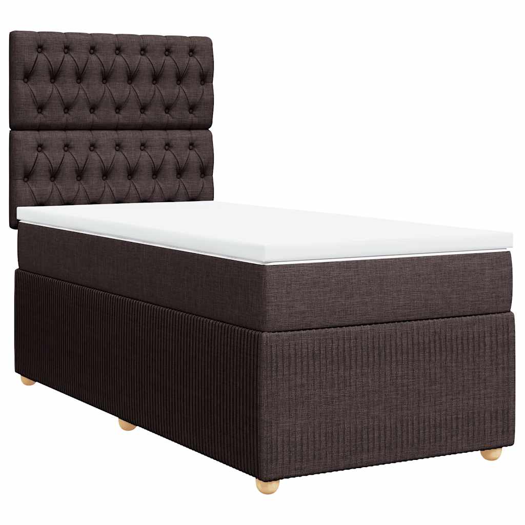 Box Spring Postel S Matrací Tmavě Hnědá 100 X 200 Cm Textil