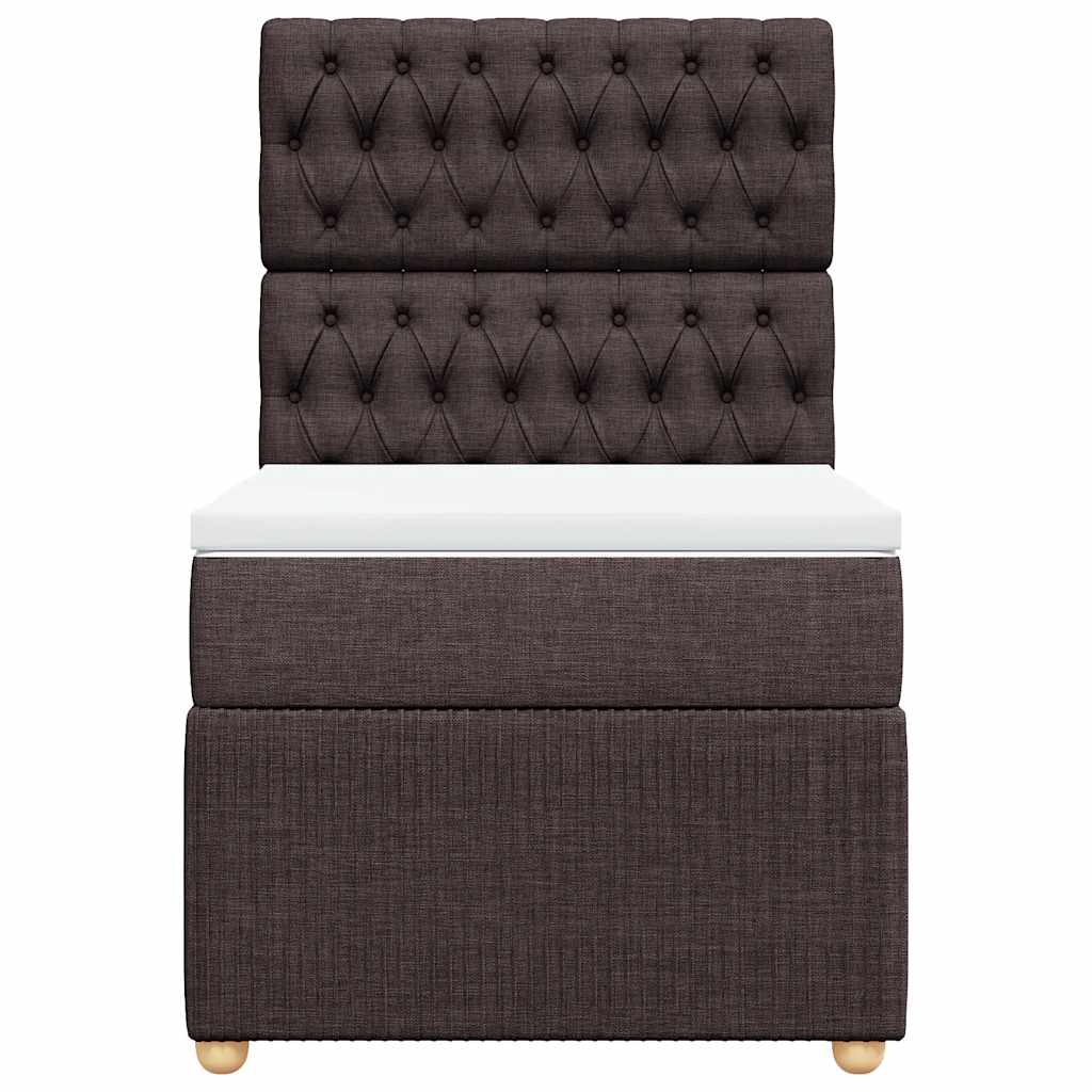 Box Spring Postel S Matrací Tmavě Hnědá 100 X 200 Cm Textil