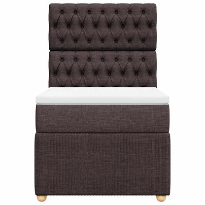 Box Spring Postel S Matrací Tmavě Hnědá 100 X 200 Cm Textil