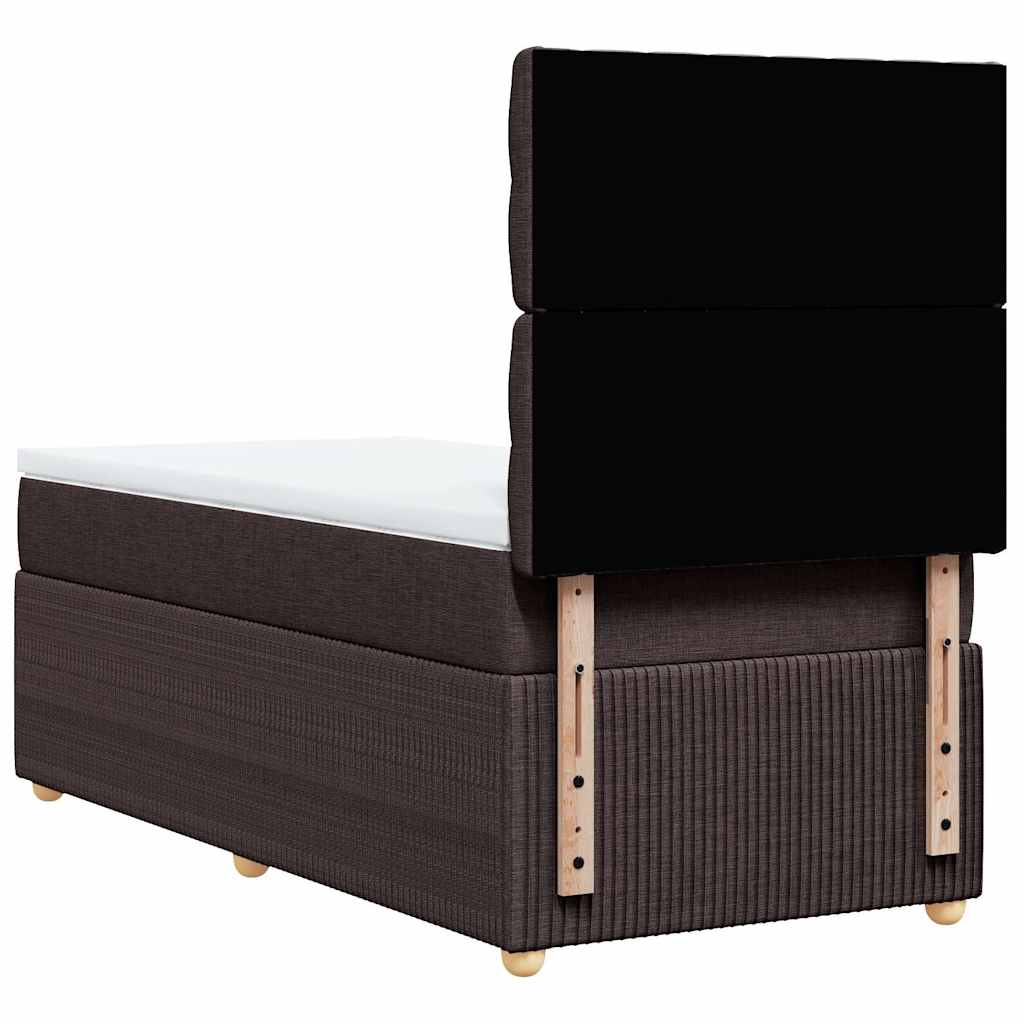 Box Spring Postel S Matrací Tmavě Hnědá 100 X 200 Cm Textil