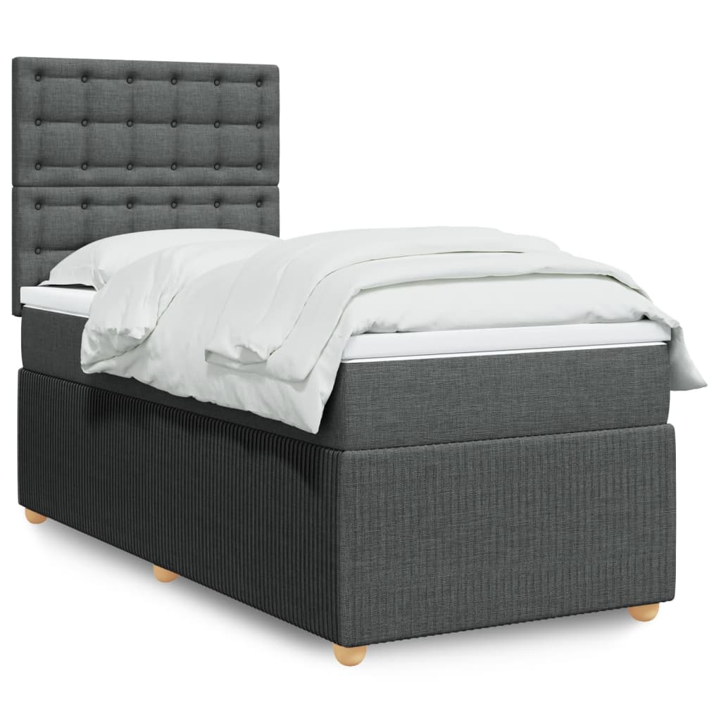 Box Spring Postel S Matrací Textil Tmavě Šedá