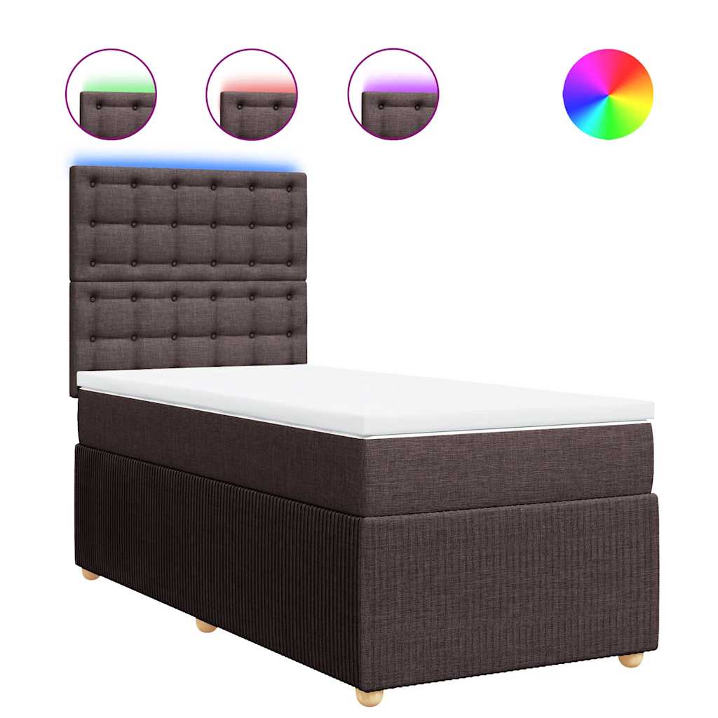 Box Spring Postel S Matrací Tmavě Hnědá 100 X 200 Cm Textil