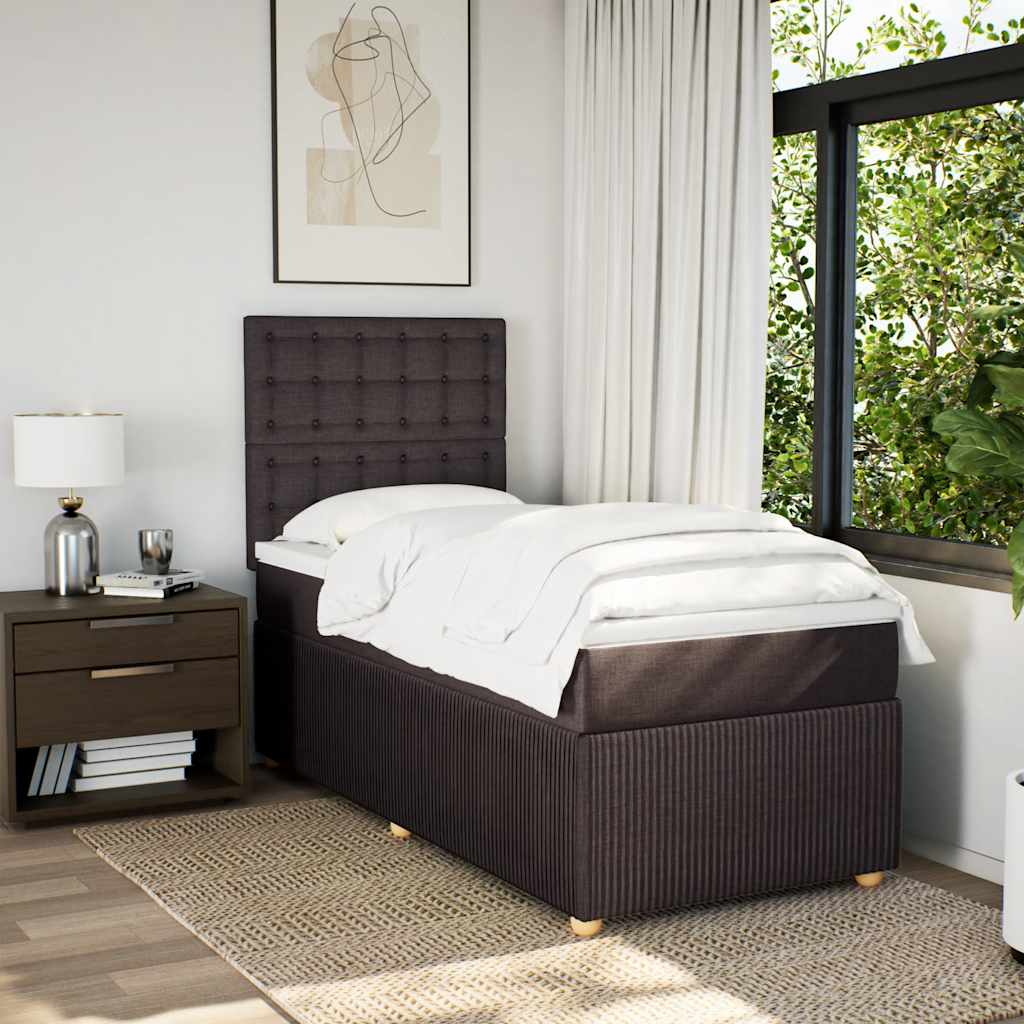 Box Spring Postel S Matrací Tmavě Hnědá 100 X 200 Cm Textil