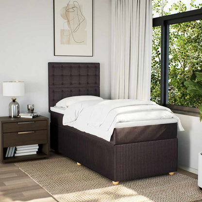 Box Spring Postel S Matrací Tmavě Hnědá 100 X 200 Cm Textil