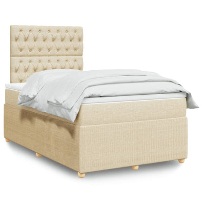 Box Spring Postel S Matrací Textil Krémová