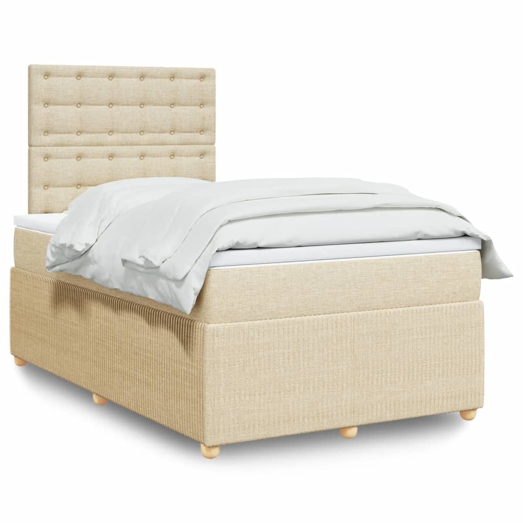Box Spring Postel S Matrací Textil Krémová