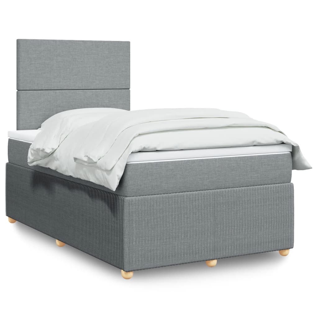 Box Spring Postel S Matrací Textil Světle Šedá