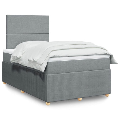 Box Spring Postel S Matrací Textil Světle Šedá