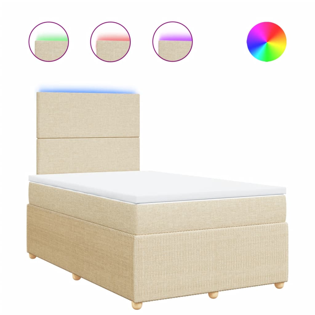 Box Spring Postel S Matrací Textil Krémová
