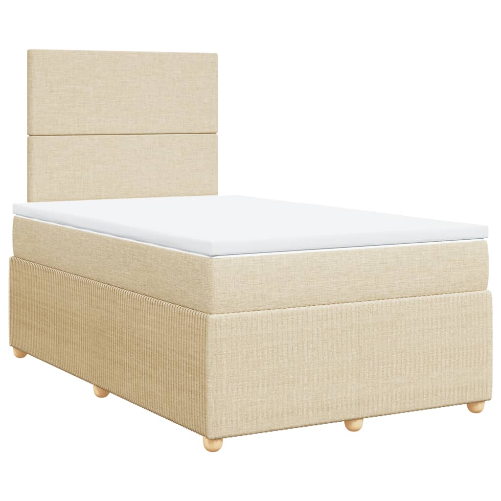 Box Spring Postel S Matrací Textil Krémová