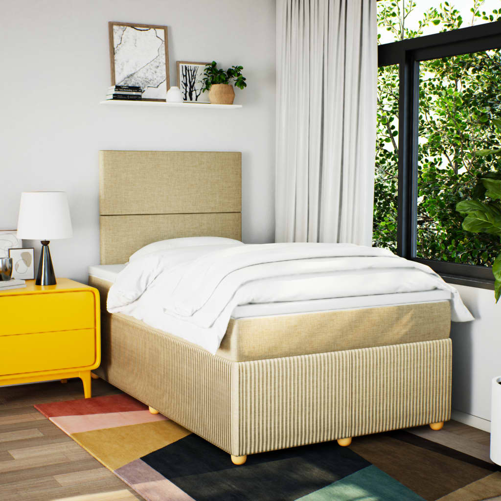 Box Spring Postel S Matrací Textil Krémová