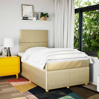 Box Spring Postel S Matrací Textil Krémová