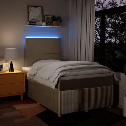 Box Spring Postel S Matrací Textil Krémová