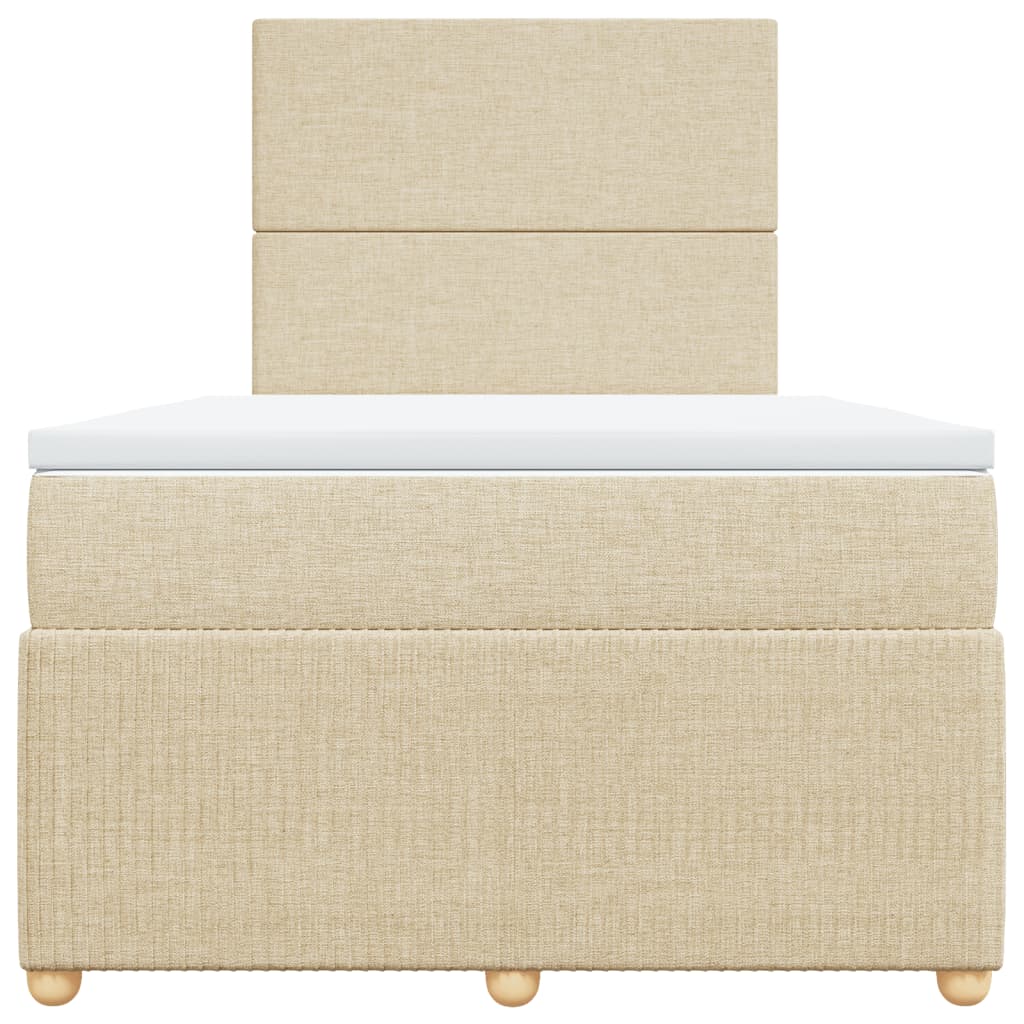 Box Spring Postel S Matrací Textil Krémová
