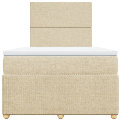 Box Spring Postel S Matrací Textil Krémová