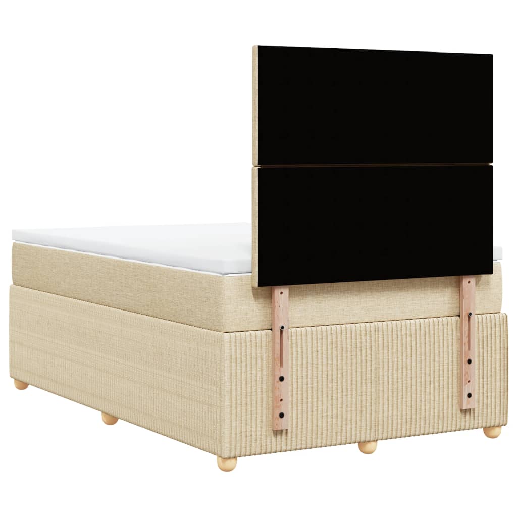 Box Spring Postel S Matrací Textil Krémová