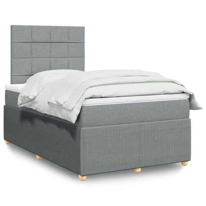 Box Spring Postel S Matrací Textil Světle Šedá