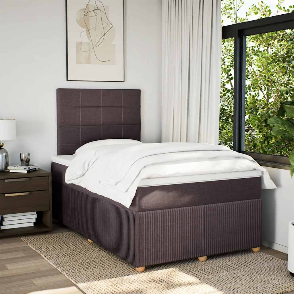 Box Spring Postel S Matrací Textil Tmavě Hnědá