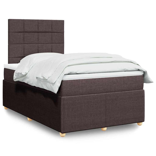 Box Spring Postel S Matrací Textil Tmavě Hnědá