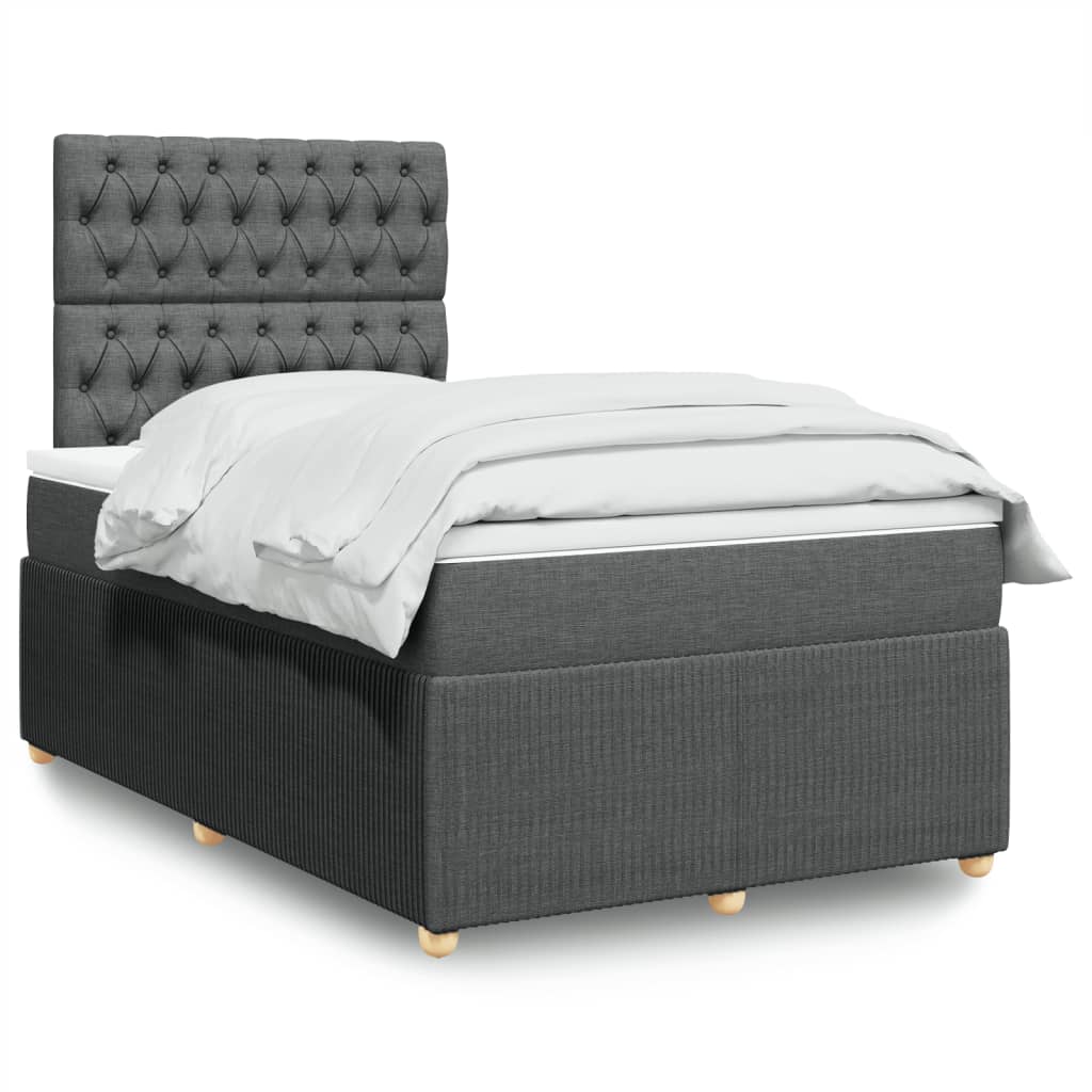 Box Spring Postel S Matrací Textil Tmavě Šedá