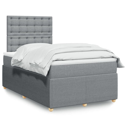 Box Spring Postel S Matrací Textil Světle Šedá
