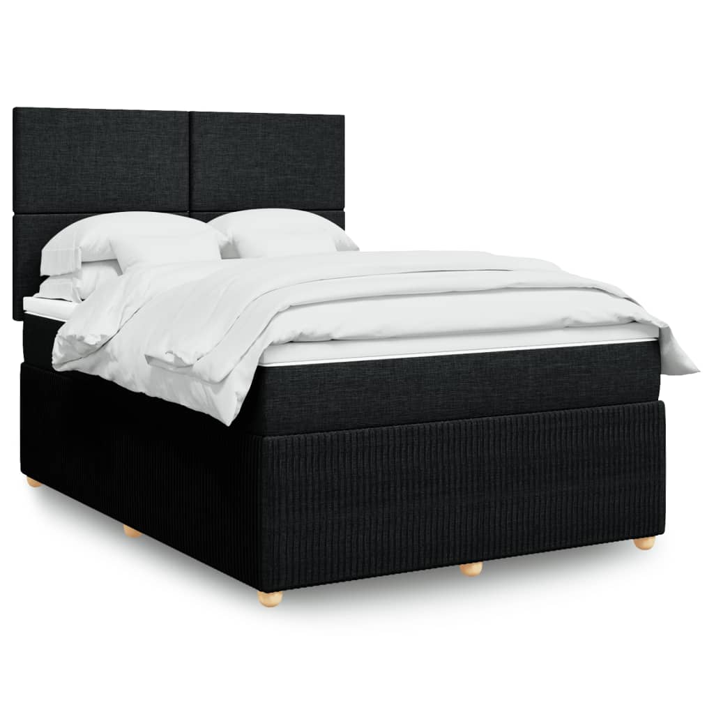 Box Spring Postel S Matrací Černá Textil Černá