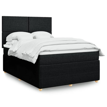 Box Spring Postel S Matrací Černá Textil Černá