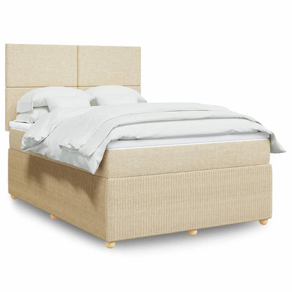 Box Spring Postel S Matrací Textil Krémová