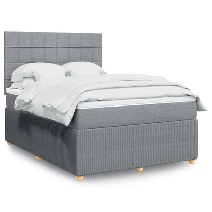 Box Spring Postel S Matrací Textil Světle Šedá