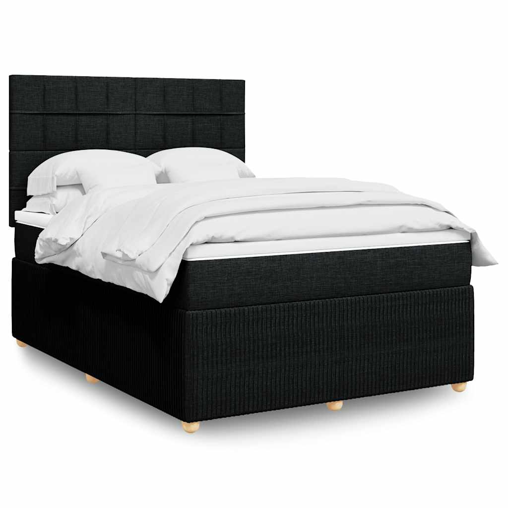 Box Spring Postel S Matrací Černá Textil Černá