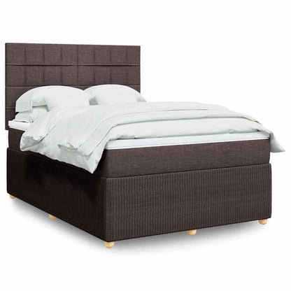 Box Spring Postel S Matrací Textil Tmavě Hnědá
