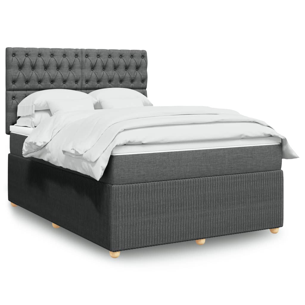 Box Spring Postel S Matrací Textil Tmavě Šedá