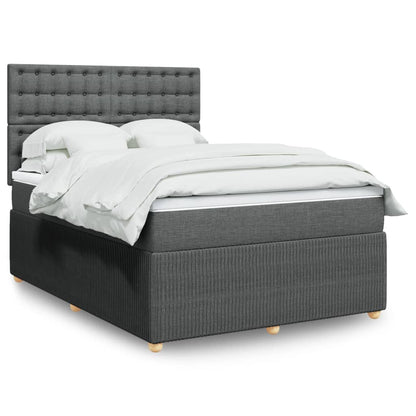 Box Spring Postel S Matrací Textil Tmavě Šedá