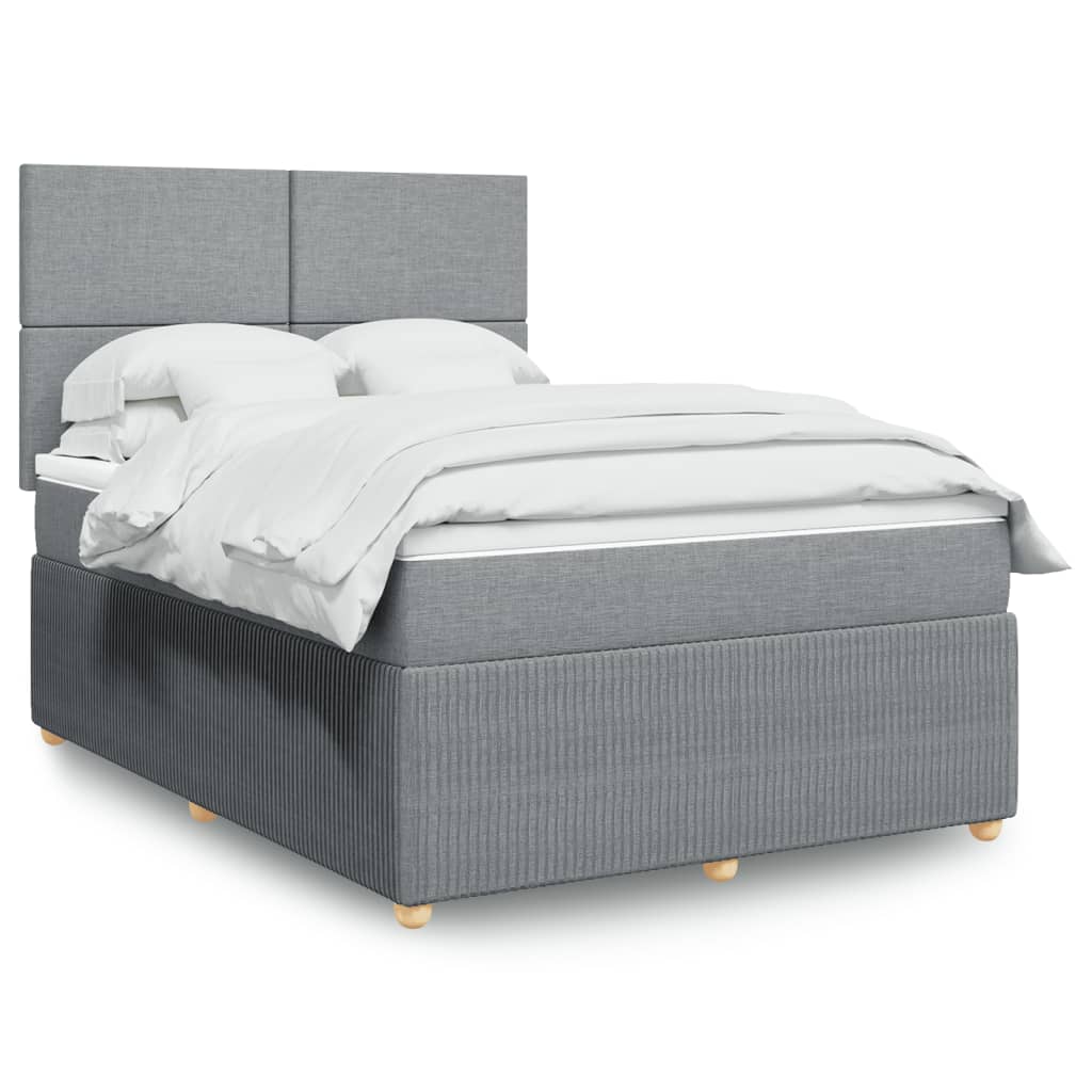 Box Spring Postel S Matrací Textil Světle Šedá