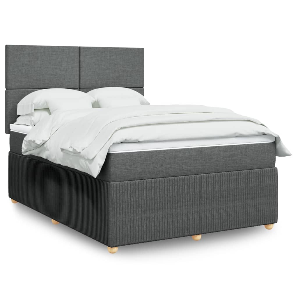 Box Spring Postel S Matrací Textil Tmavě Šedá