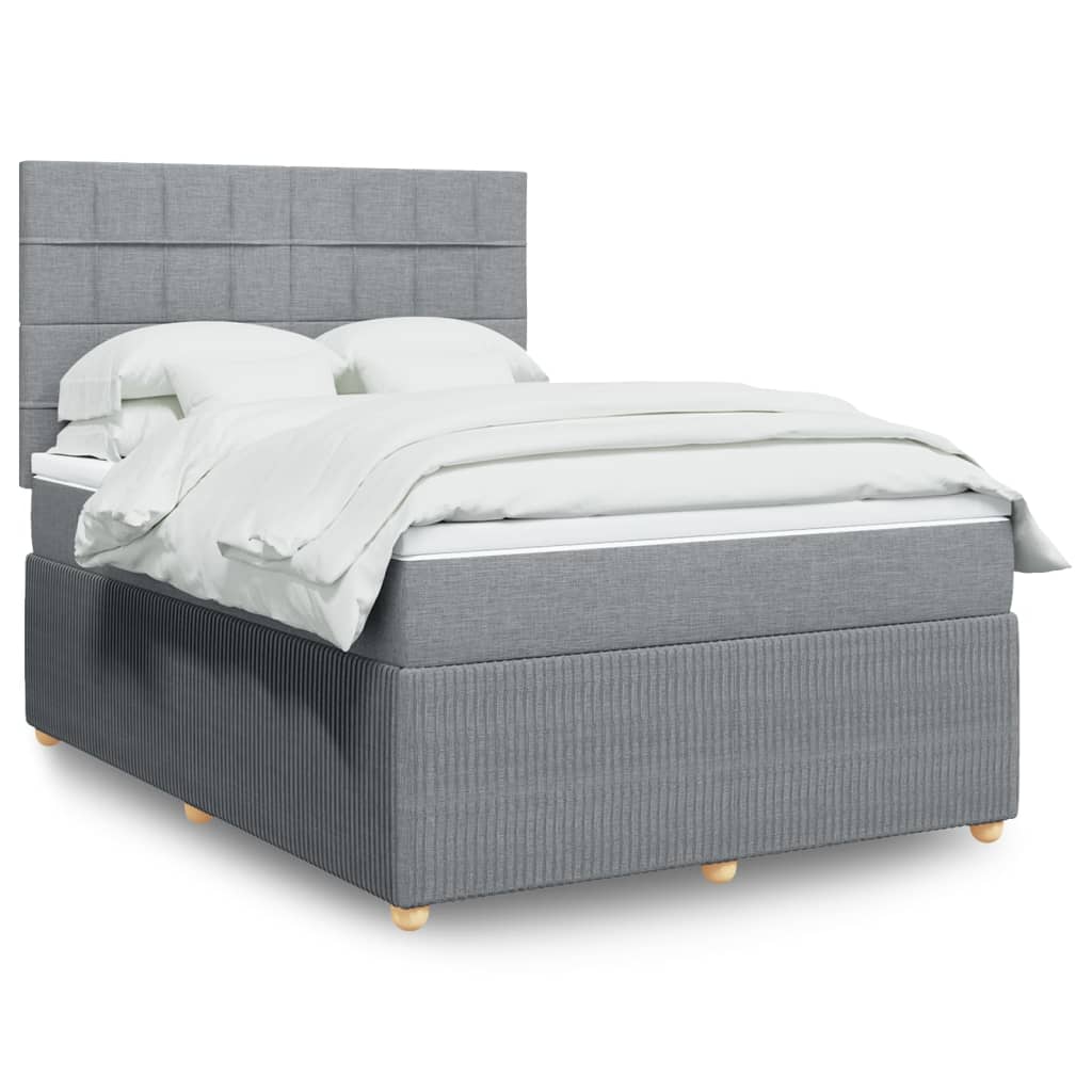 Box Spring Postel S Matrací Textil Světle Šedá