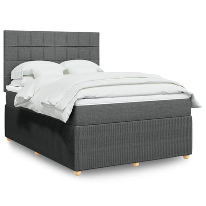 Box Spring Postel S Matrací Textil Tmavě Šedá