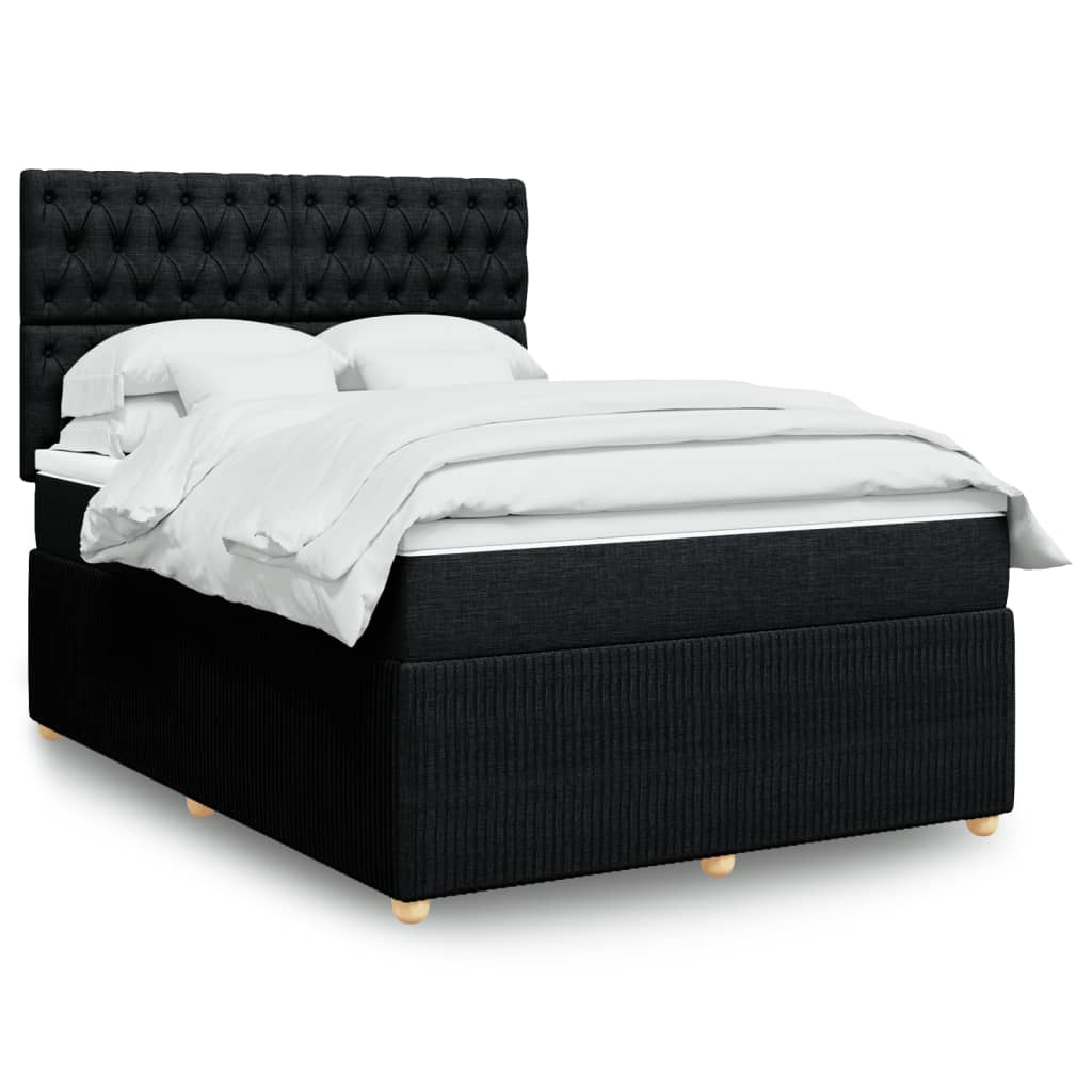 Box Spring Postel S Matrací Černá Textil Černá