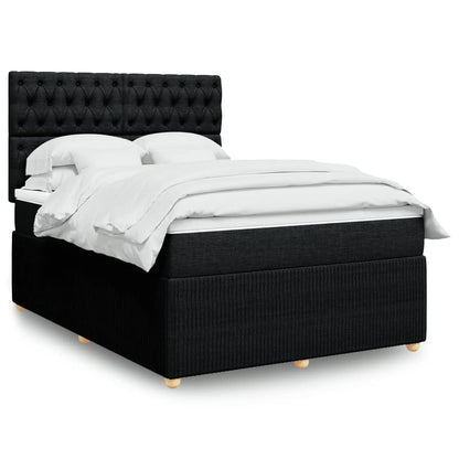 Box Spring Postel S Matrací Černá Textil Černá