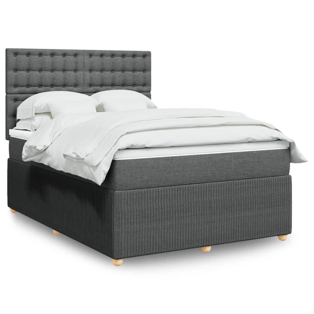 Box Spring Postel S Matrací Textil Tmavě Šedá